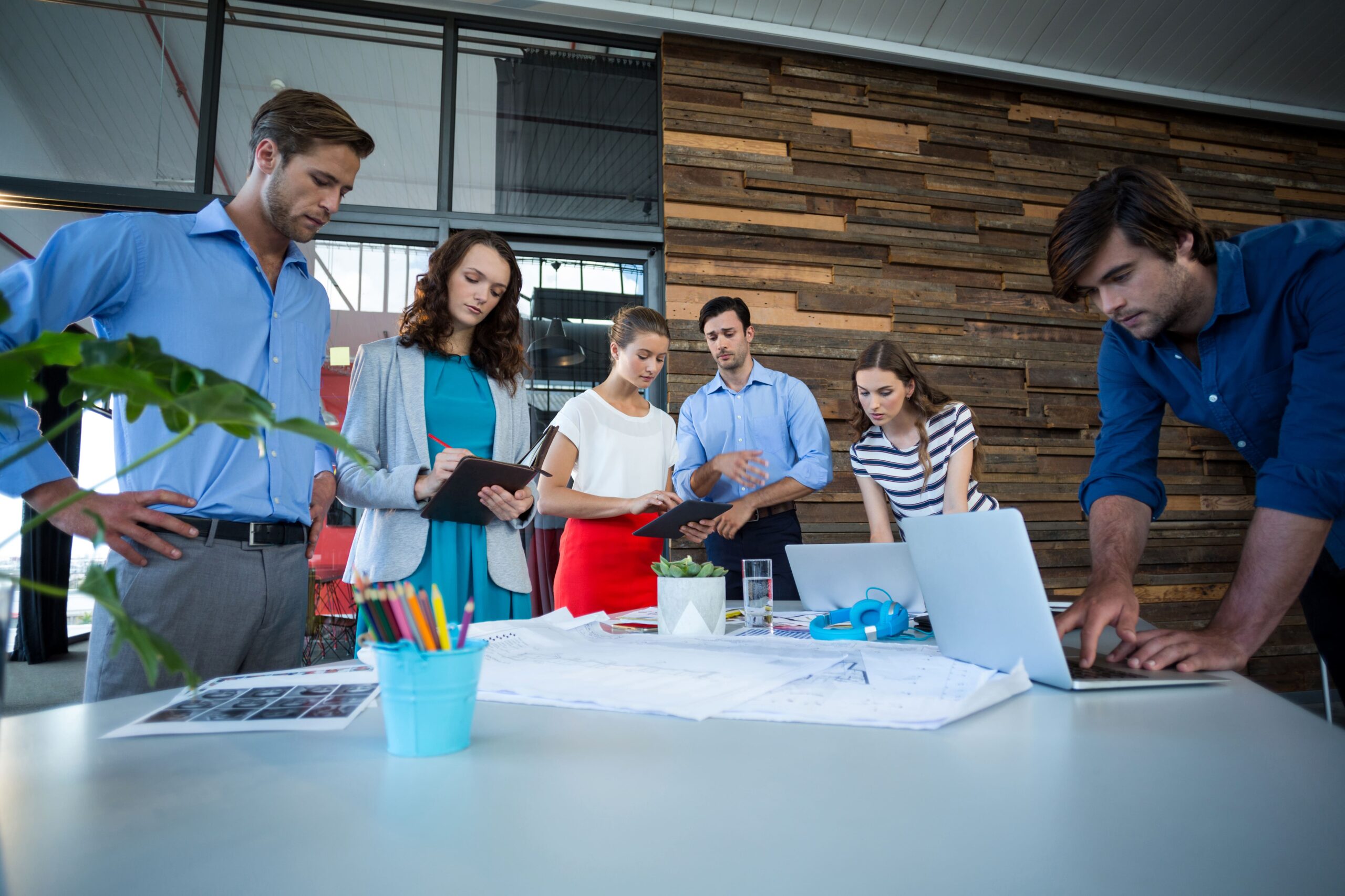 Creative team working together